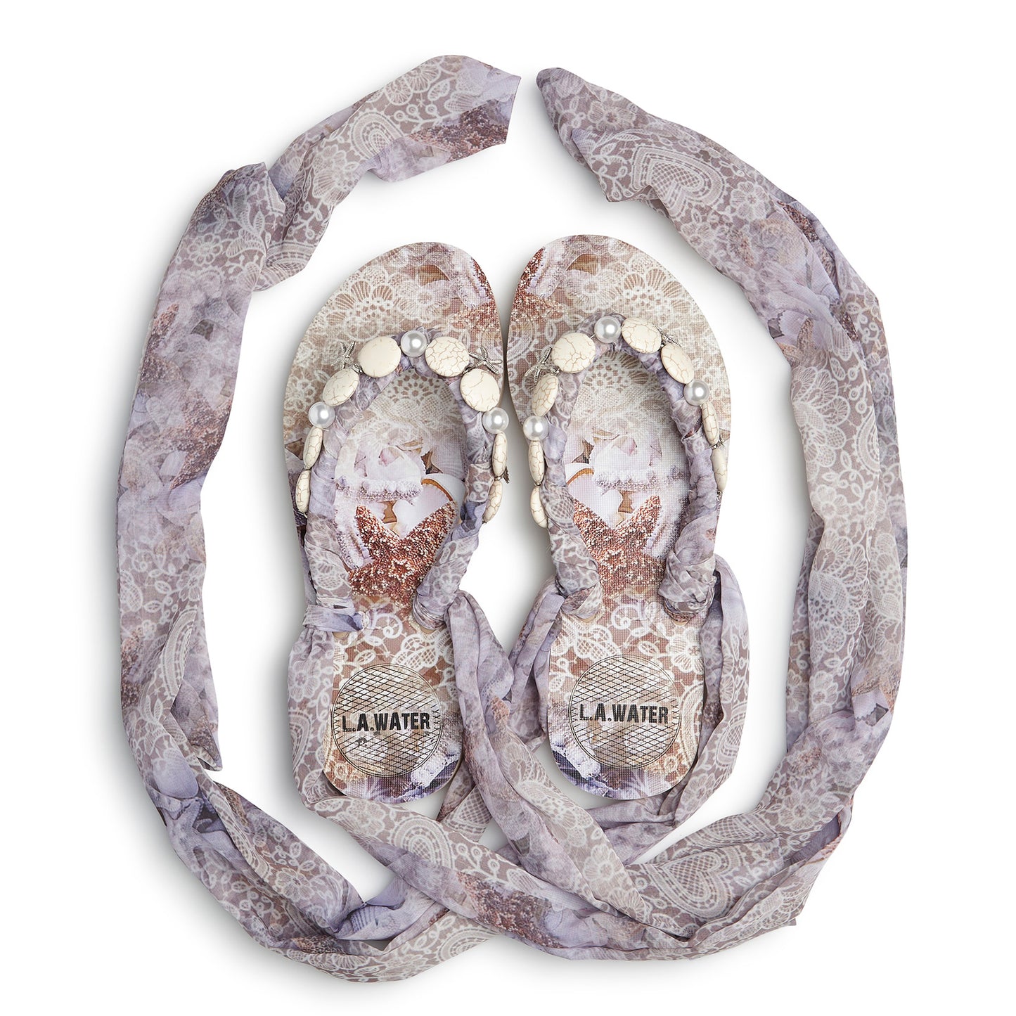 SHELL FOULARD SANDALS