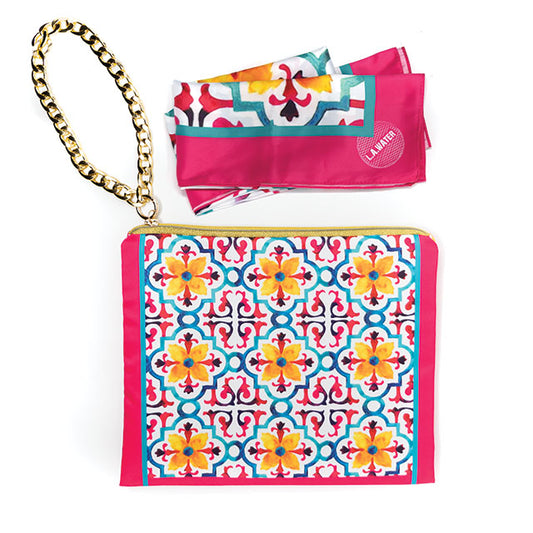 COLORFUL MAJOLICA POCHETTE AND FOULARD