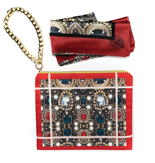 JEWELLED POCHETTE AND FOULARD