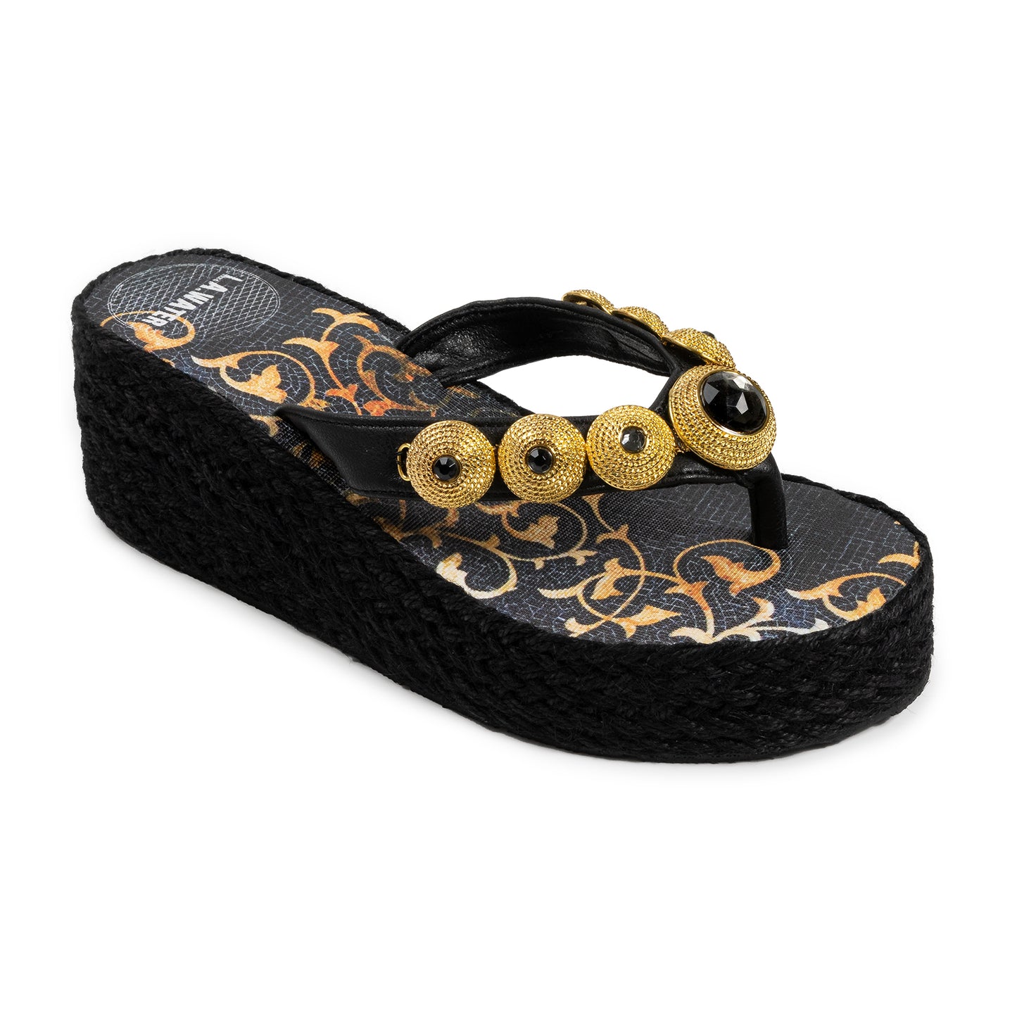 BLACK MOSAIC ROPE WEDGE