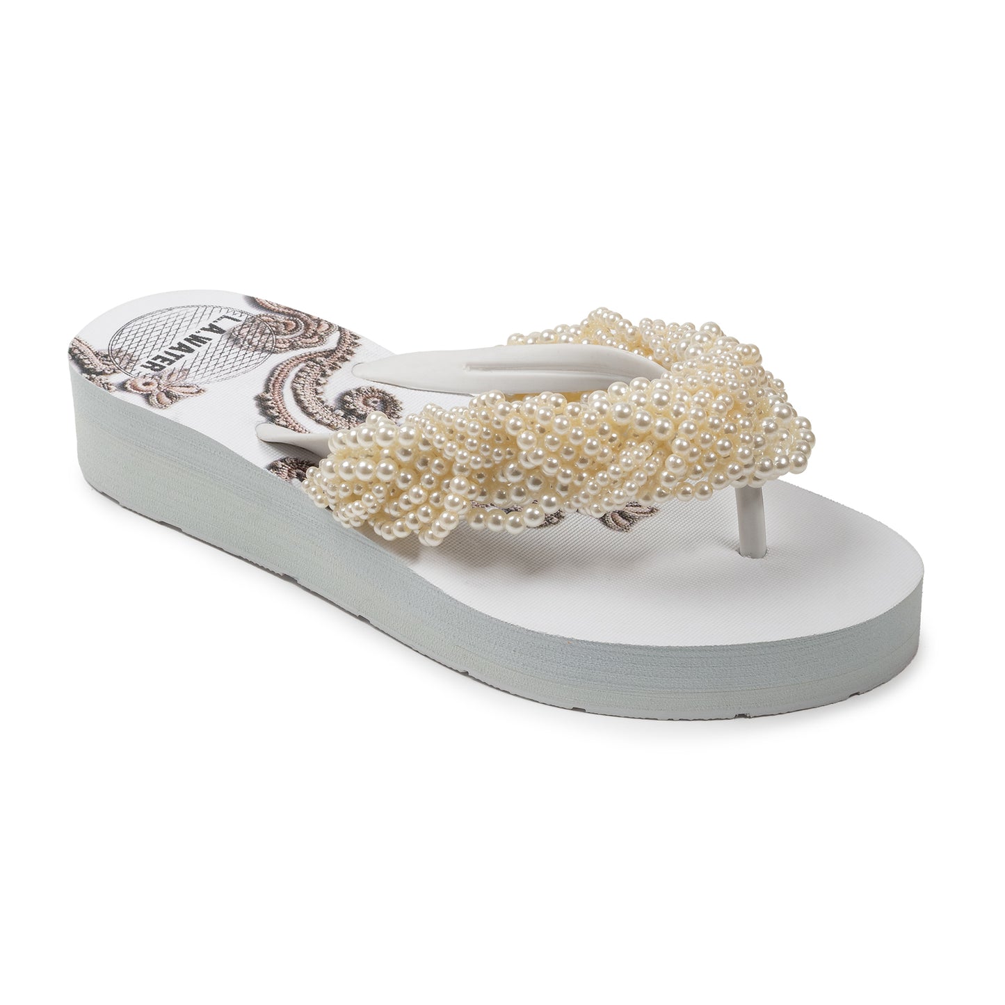 WHITE PAISLEY SLIPPERS
