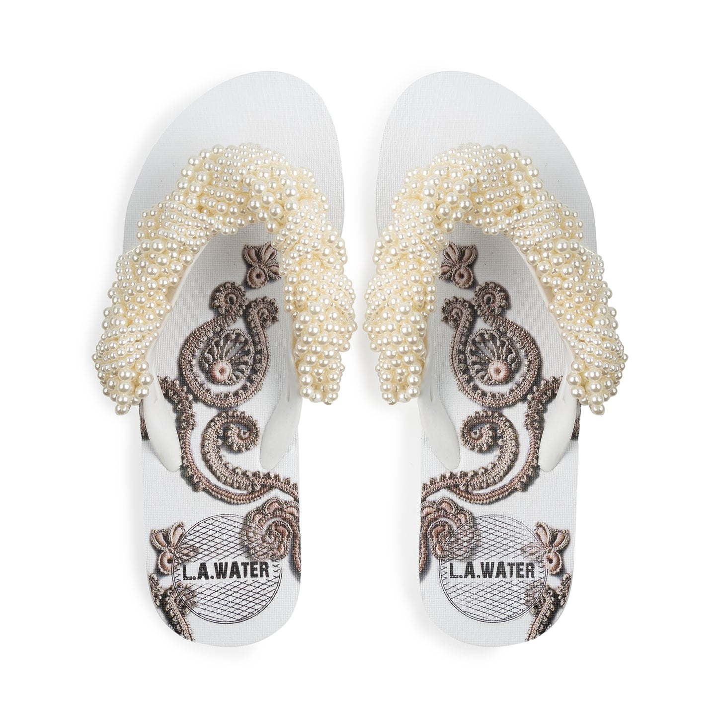 WHITE PAISLEY SLIPPERS