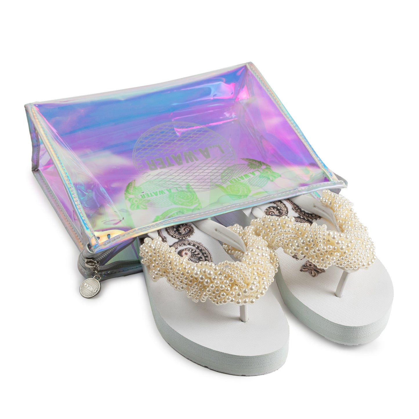 WHITE PAISLEY SLIPPERS