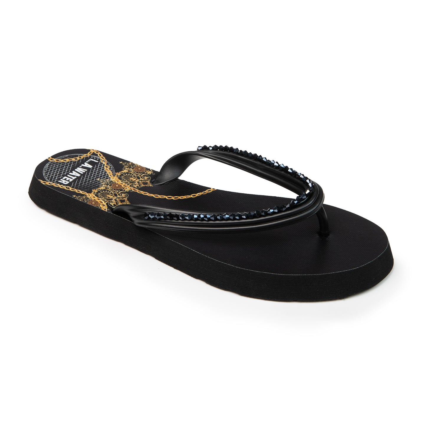 BLACK BIJOUX SLIPPERS