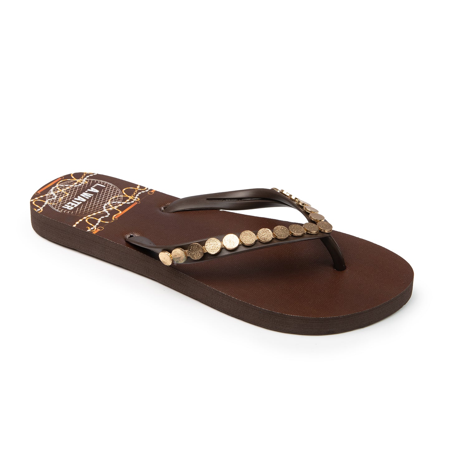 BROWN BIJOUX SLIPPERS