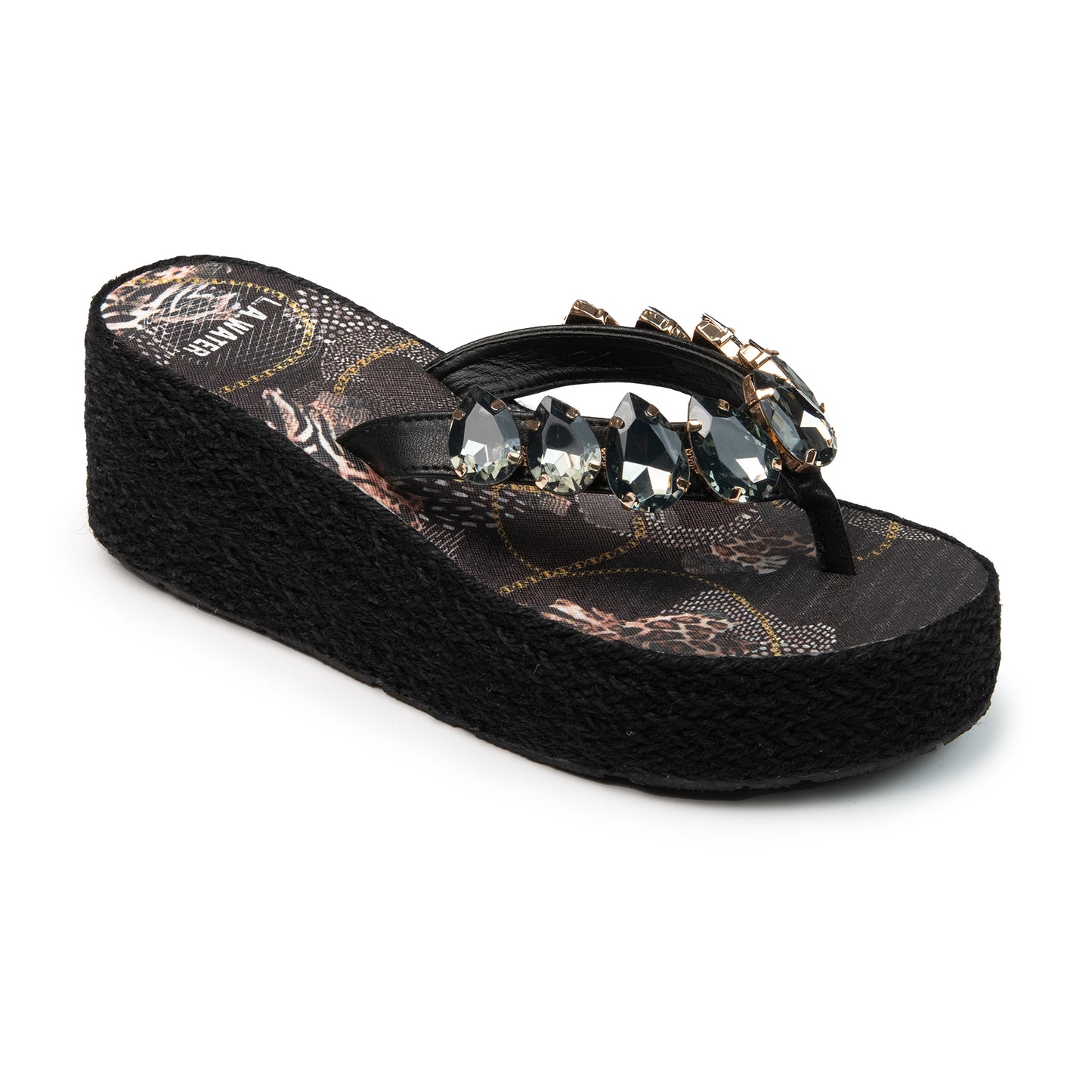 BLACK ANIMALIER ROPE WEDGE