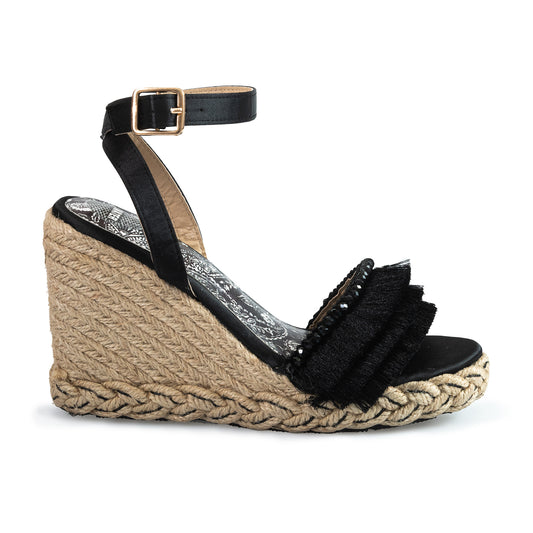SANDALO ZEPPA CORDA BOHO NERO