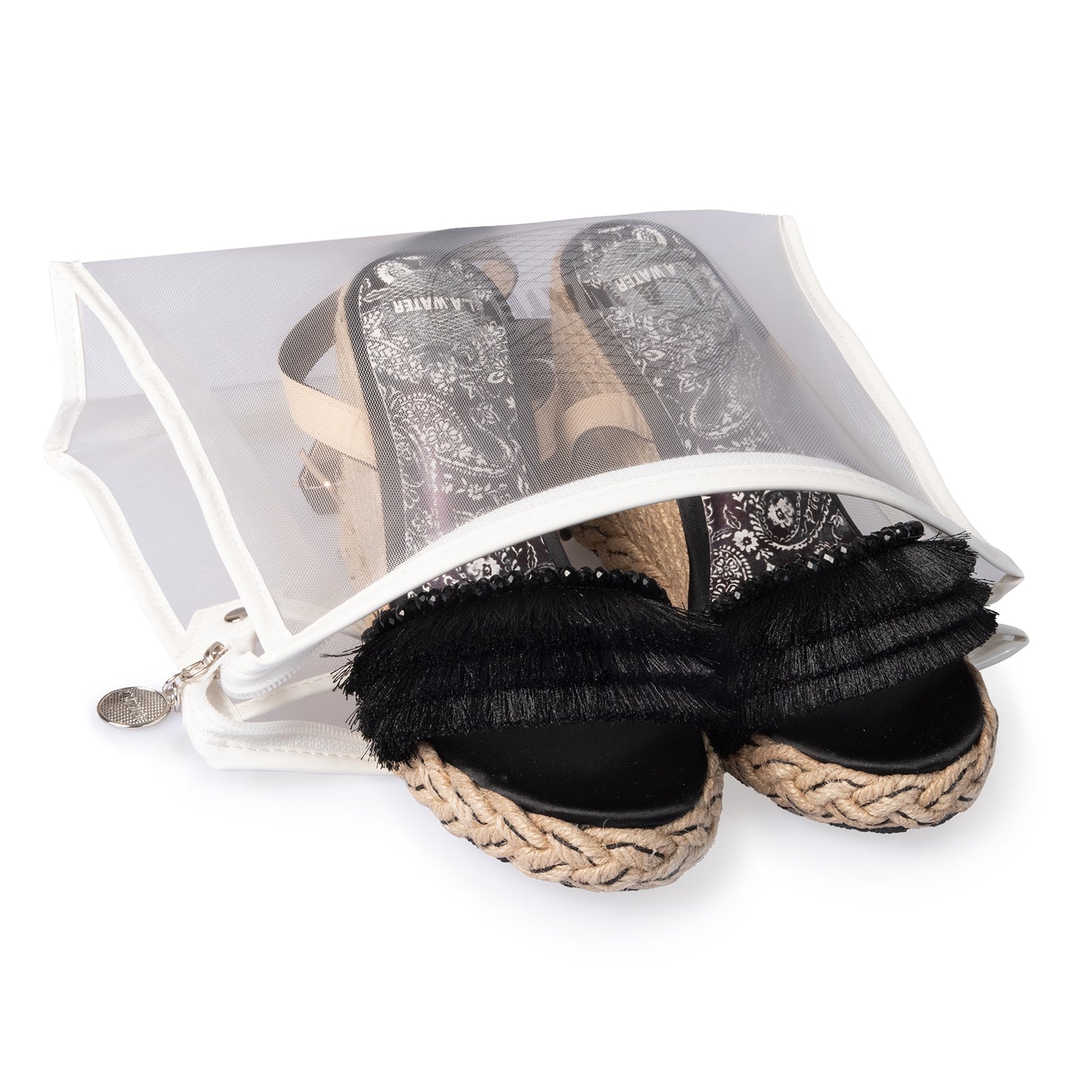 BLACK BOHO SANDAL ROPE WEDGE