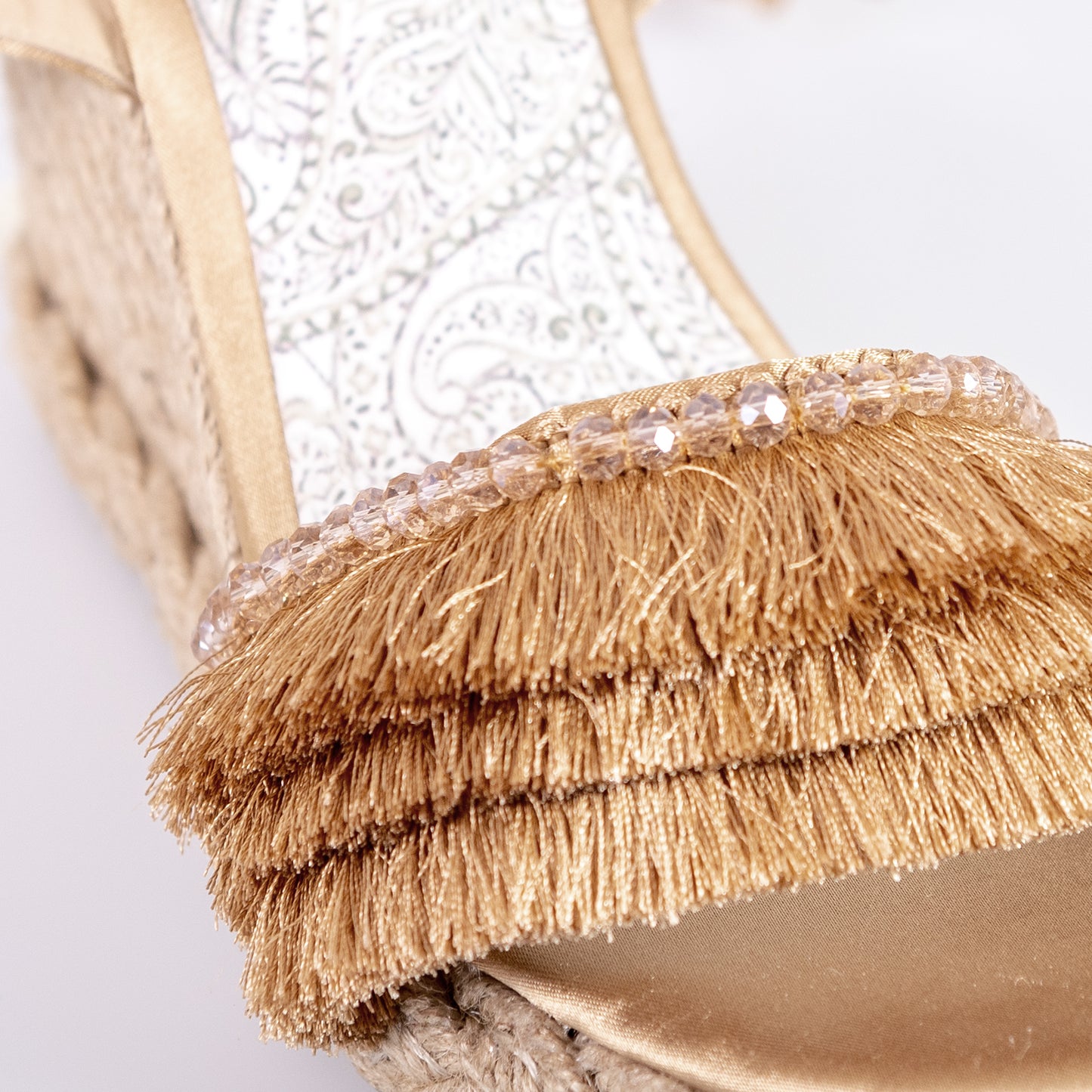 GOLD BOHO SANDAL ROPE WEDGE