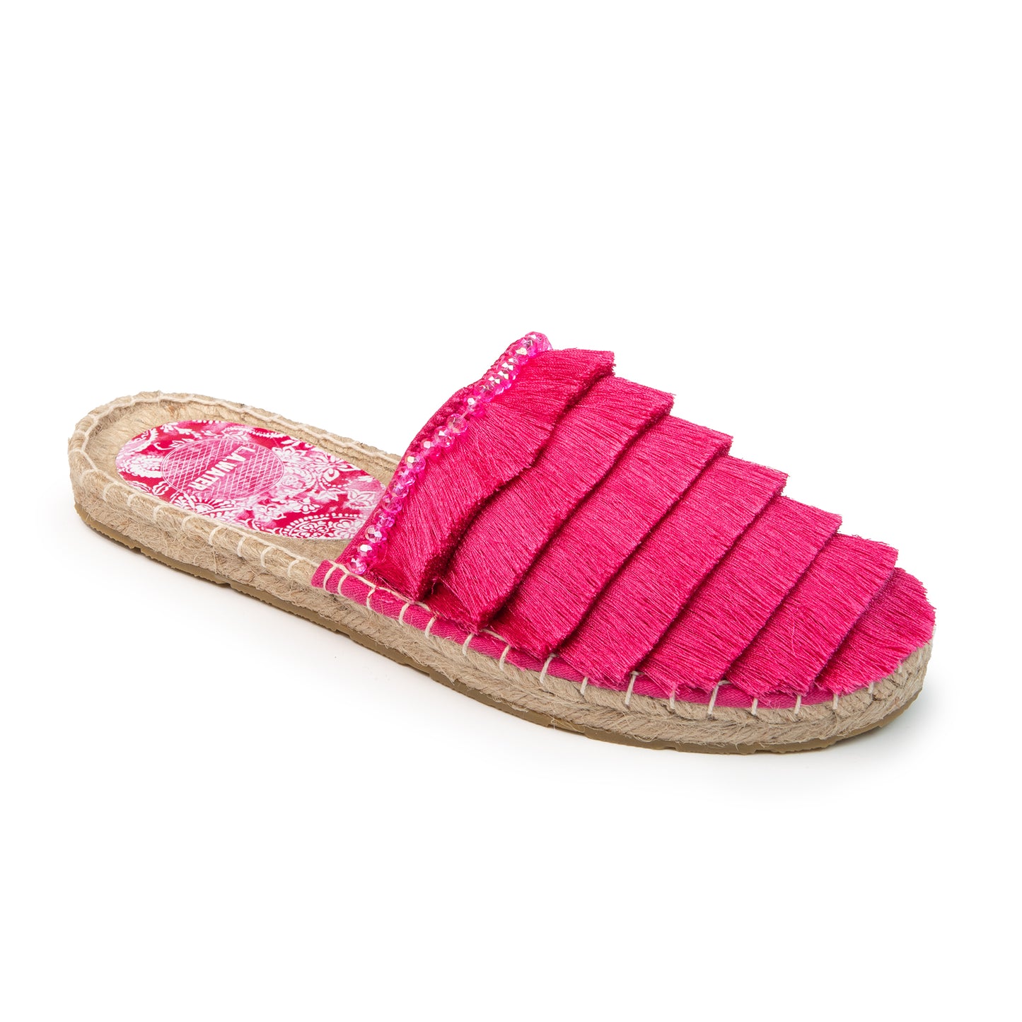 MULES WITH FUCSIA FRINGES