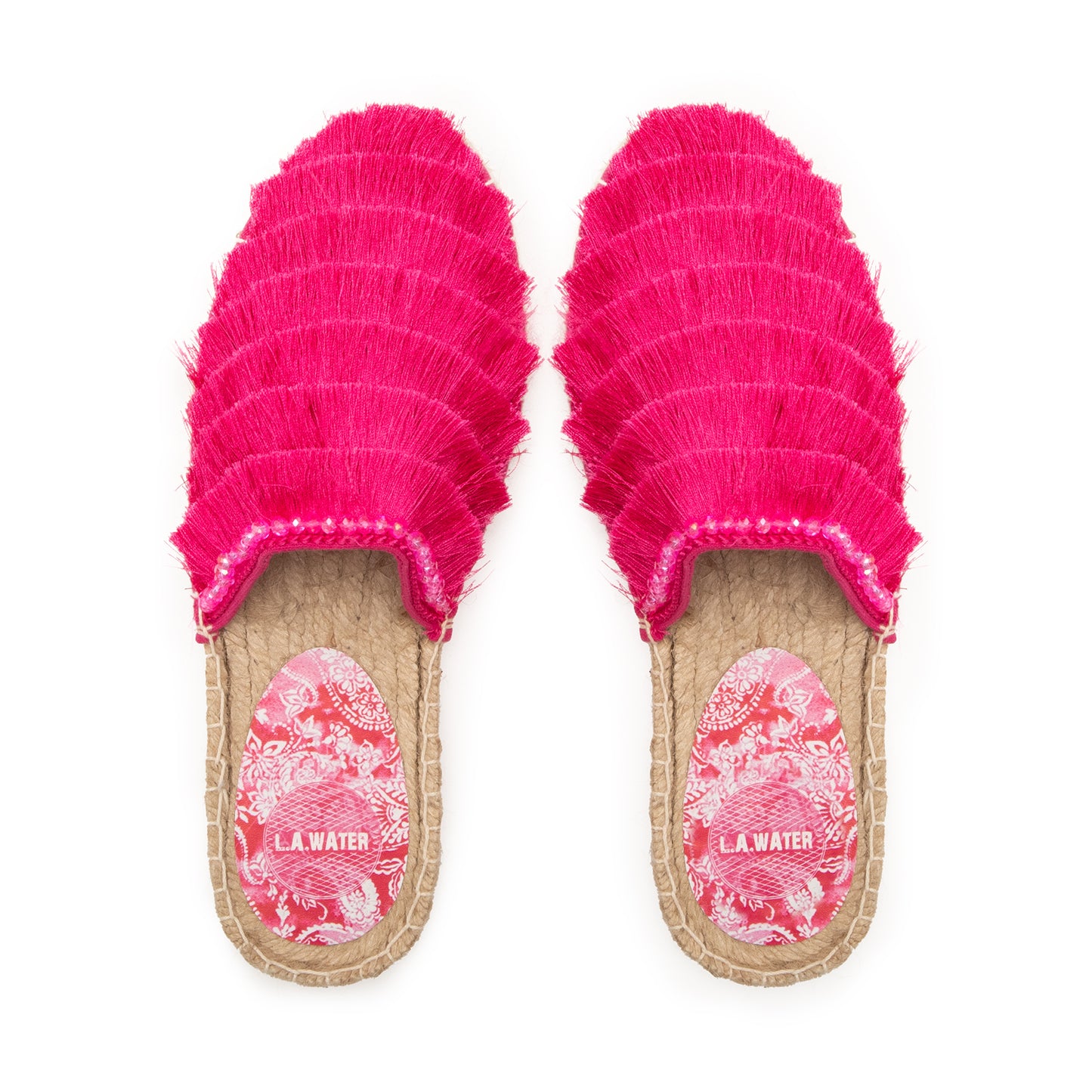 MULES WITH FUCSIA FRINGES