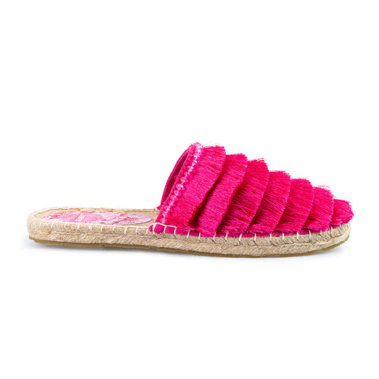 MULES WITH FUCSIA FRINGES