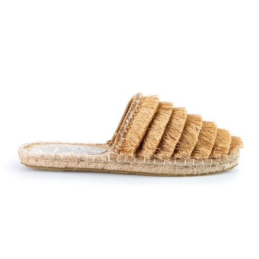 MULES WITH SAND FRINGES