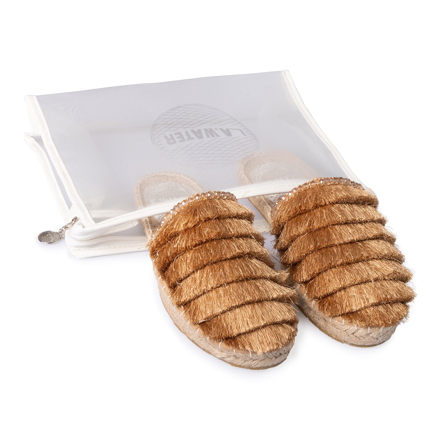 MULES WITH SAND FRINGES
