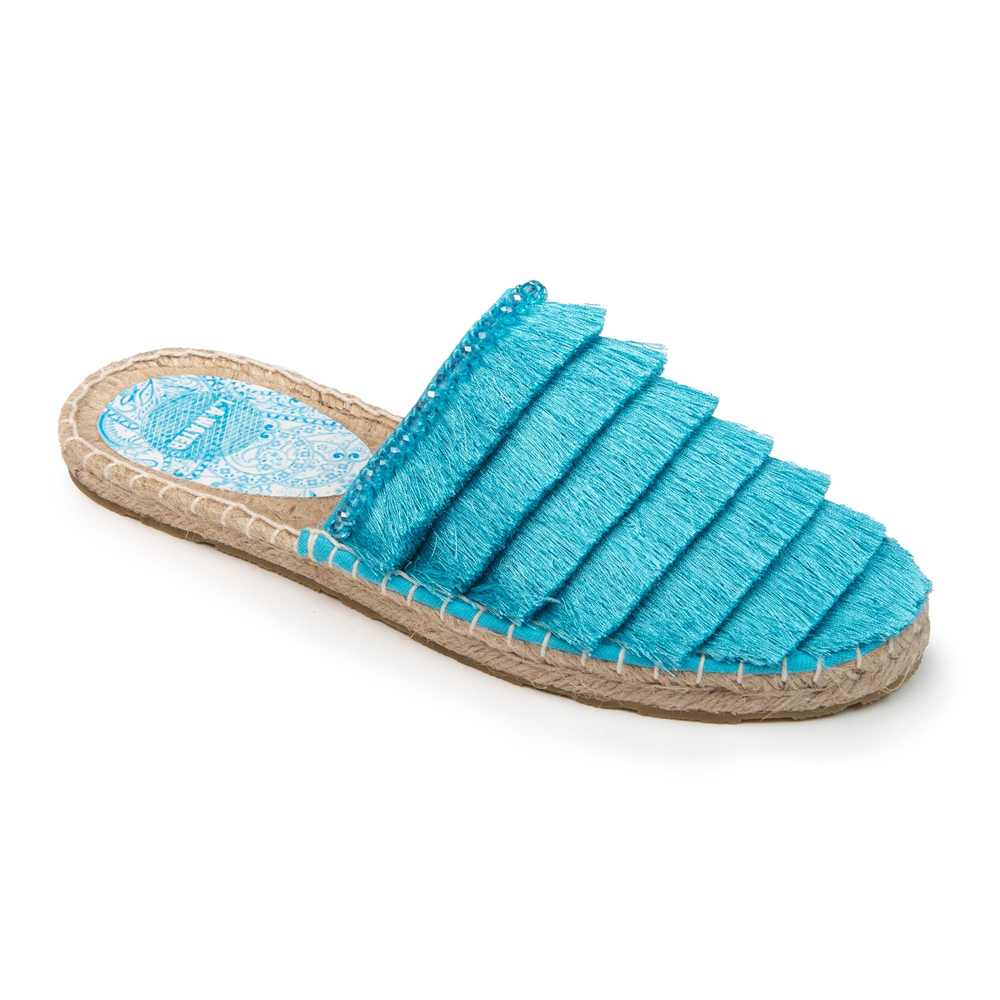 MULES WITH LIGHT BLUE FRINGES